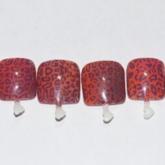 Red leopard print- press on Toe nail set - Picture 4 of 6